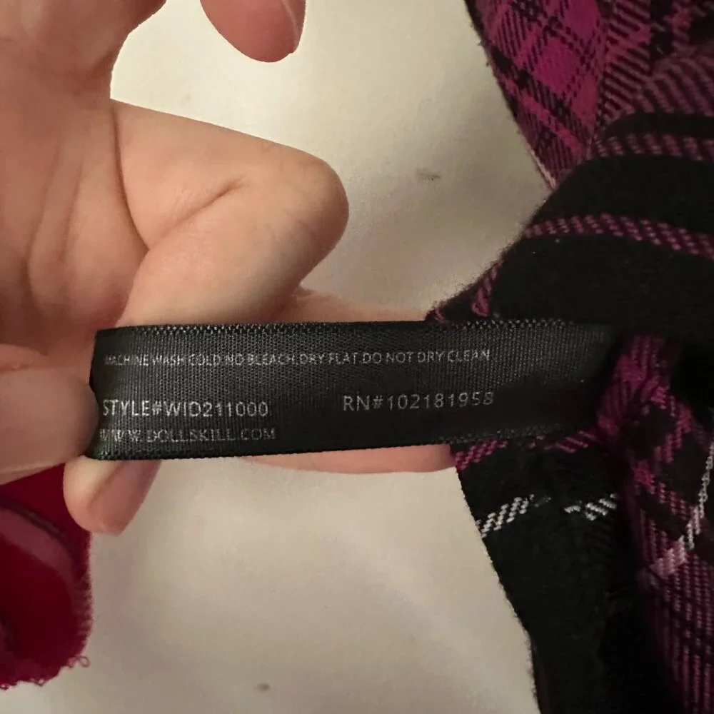 Dolls Kill Charm School Dropout Pink Plaid Bustier Zip Adjustable Top Large - Picture 7 of 7